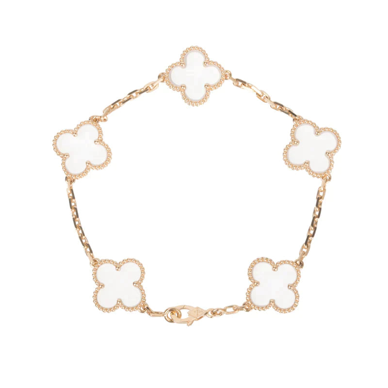 [Eternal Jewelry]CLOVER 5 MOTIF ROCK CRYSTAL BRACELET