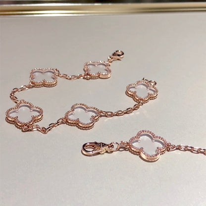 [Eternal Jewelry]CLOVER 5 MOTIF ROCK CRYSTAL BRACELET