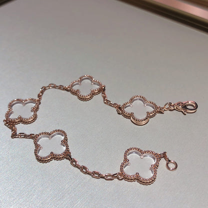 [Eternal Jewelry]CLOVER 5 MOTIF ROCK CRYSTAL BRACELET