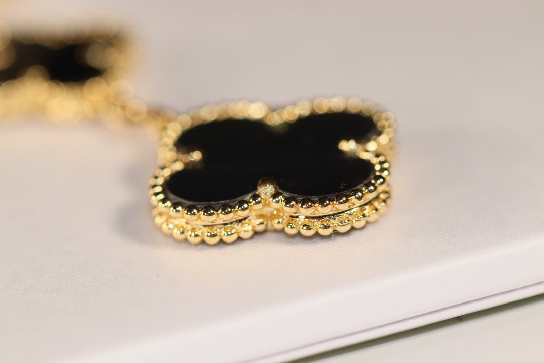 [Eternal Jewelry]CLOVER EARRINGS GOLD ONYX MOP 3 MOTIF