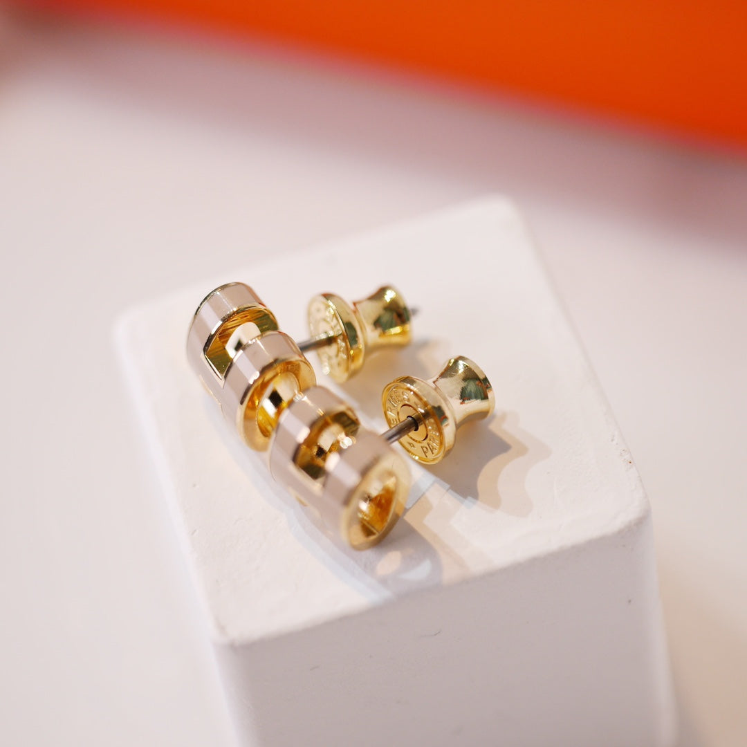 [Eternal Jewelry]MINI POP H GOLD EARRINGS GREY