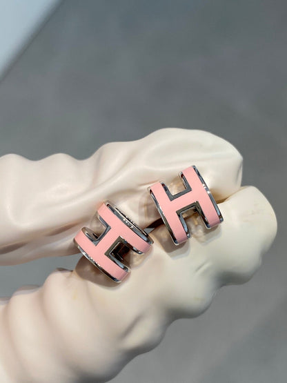 [Eternal Jewelry]MINI POP H SILVER EARRINGS PINK
