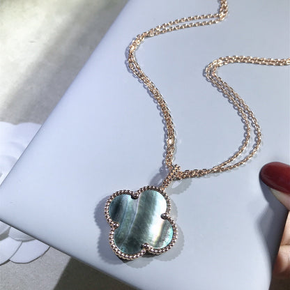 [Eternal Jewelry]CLOVER 25MM GOLD DARK MOP BIG CLOVER NECKLACE