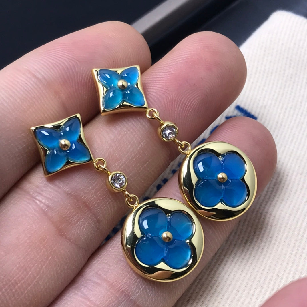 [Eternal Jewelry]STAR AND SUN AGATE DIAMOND EARRINGS