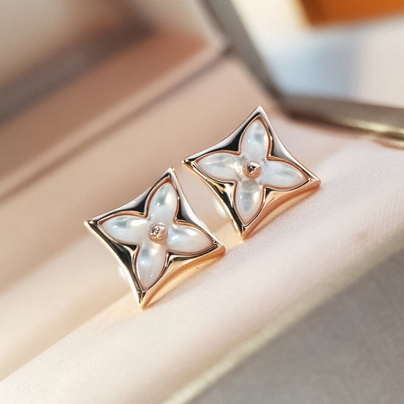 [Eternal Jewelry]STAR MOP PINK GOLD EARRINGS