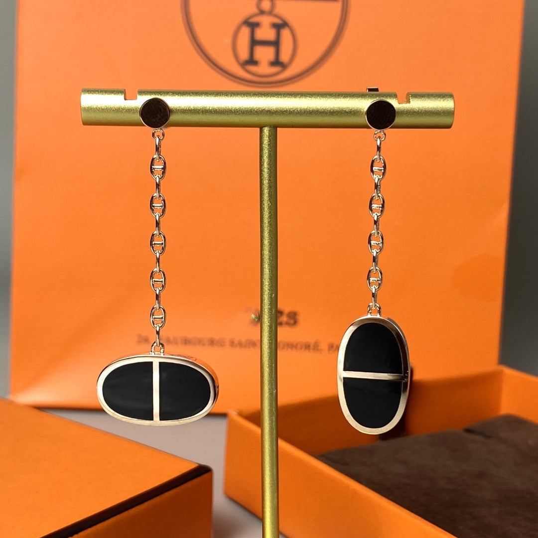 [Eternal Jewelry]CHAINE VERSO BLACK CERAMIC EARRINGS