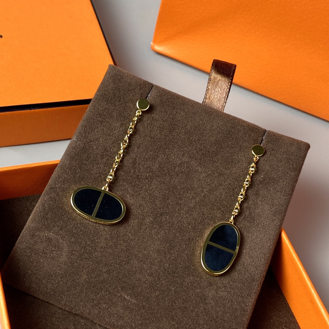 [Eternal Jewelry]CHAINE VERSO BLACK CERAMIC EARRINGS