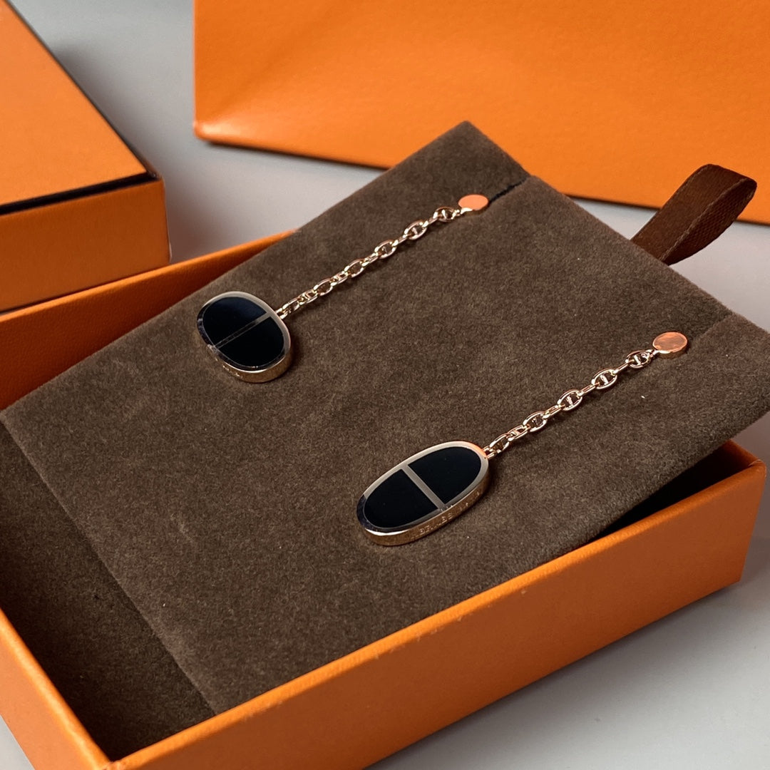 [Eternal Jewelry]CHAINE VERSO BLACK CERAMIC EARRINGS