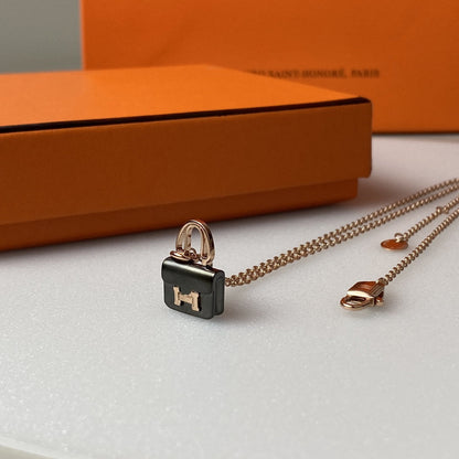 [Eternal Jewelry]CONSTANCE BLACK PEDANT PINK GOLD NECKLACE