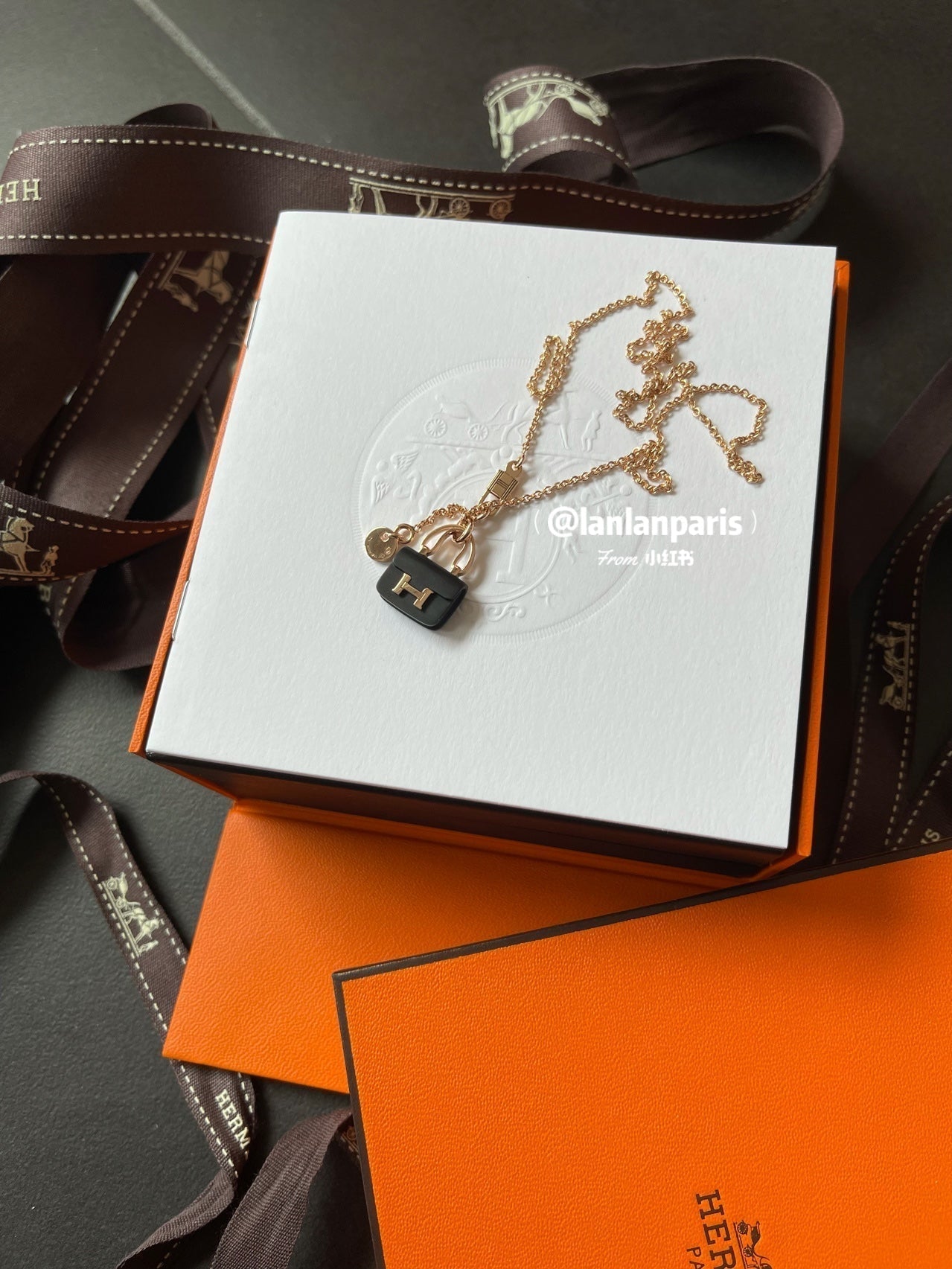 [Eternal Jewelry]CONSTANCE BLACK PEDANT PINK GOLD NECKLACE