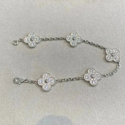 [Eternal Jewelry] CLOVER 5 MOTIF FULL DIAMOND BRACELET COLLECTION