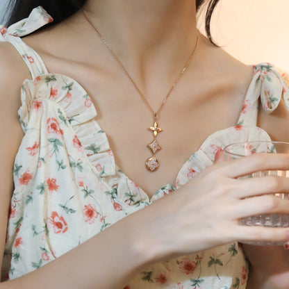[Eternal Jewelry]STAR AND SUN DIAMOND PINK GOLD NECKLACE