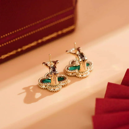[Eternal Jewelry]CLOVER MEDIUM 1 MOTIFS MALACHITE  EARRINGS