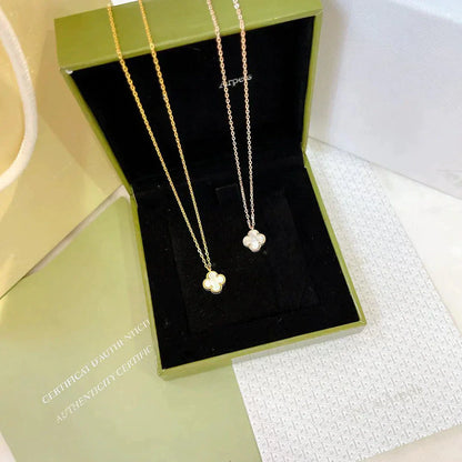 [Eternal Jewelry]CLOVER MINI 9.5MM WHITE MOTHER-OF-PEARL NECKLACE