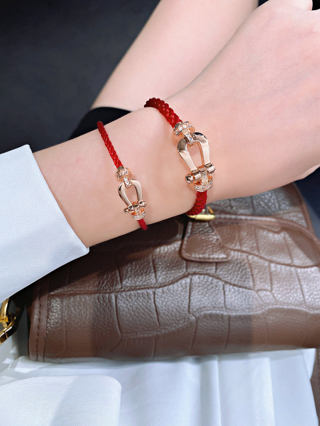 [Eternal Jewelry]FORCE 10 HALF DIAMOND PINK GOLD RED CORDERI LARGE AND MEDIUM MODEL