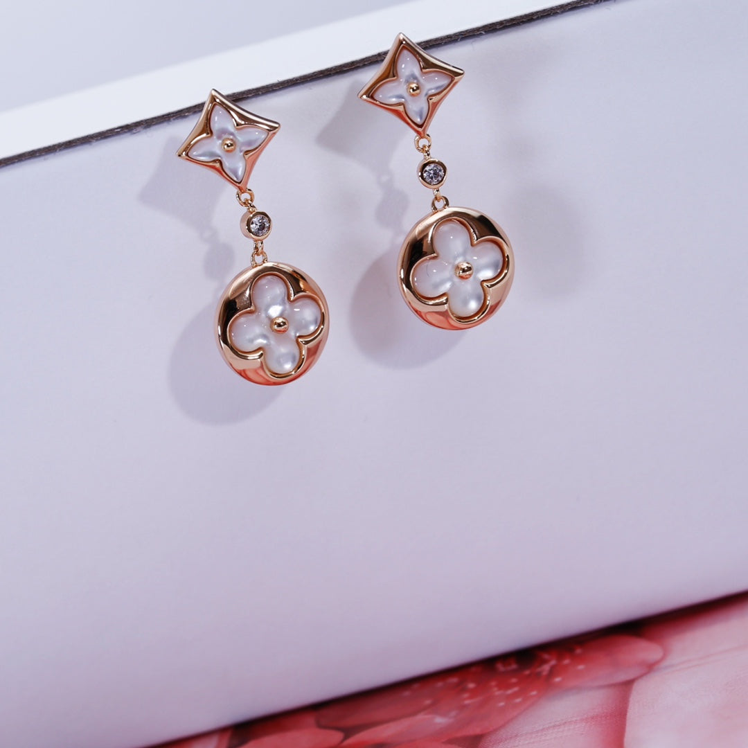 [Eternal Jewelry]STAR AND SUN PINK GOLD MOP DROP EARRINGS