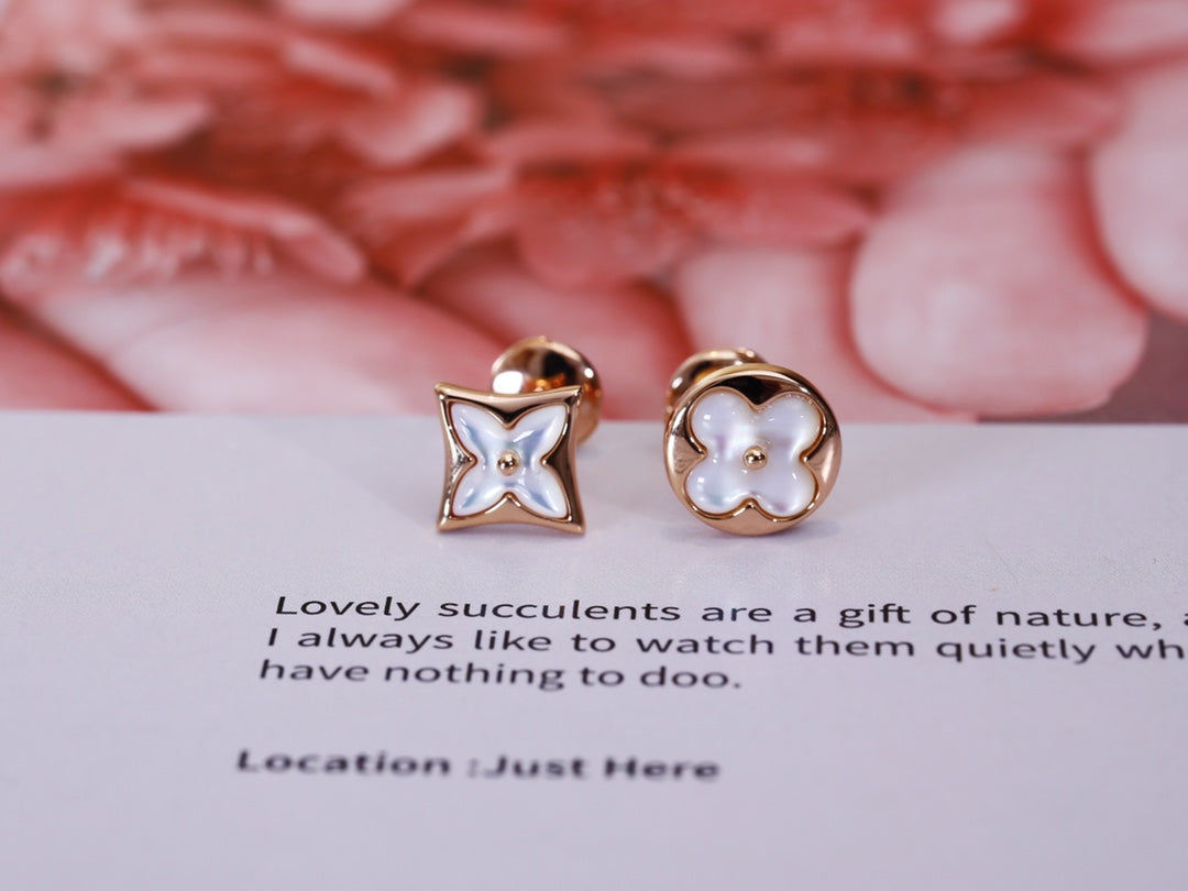 [Eternal Jewelry]STAR AND SUN PINK GOLD MOP STUD EARRINGS