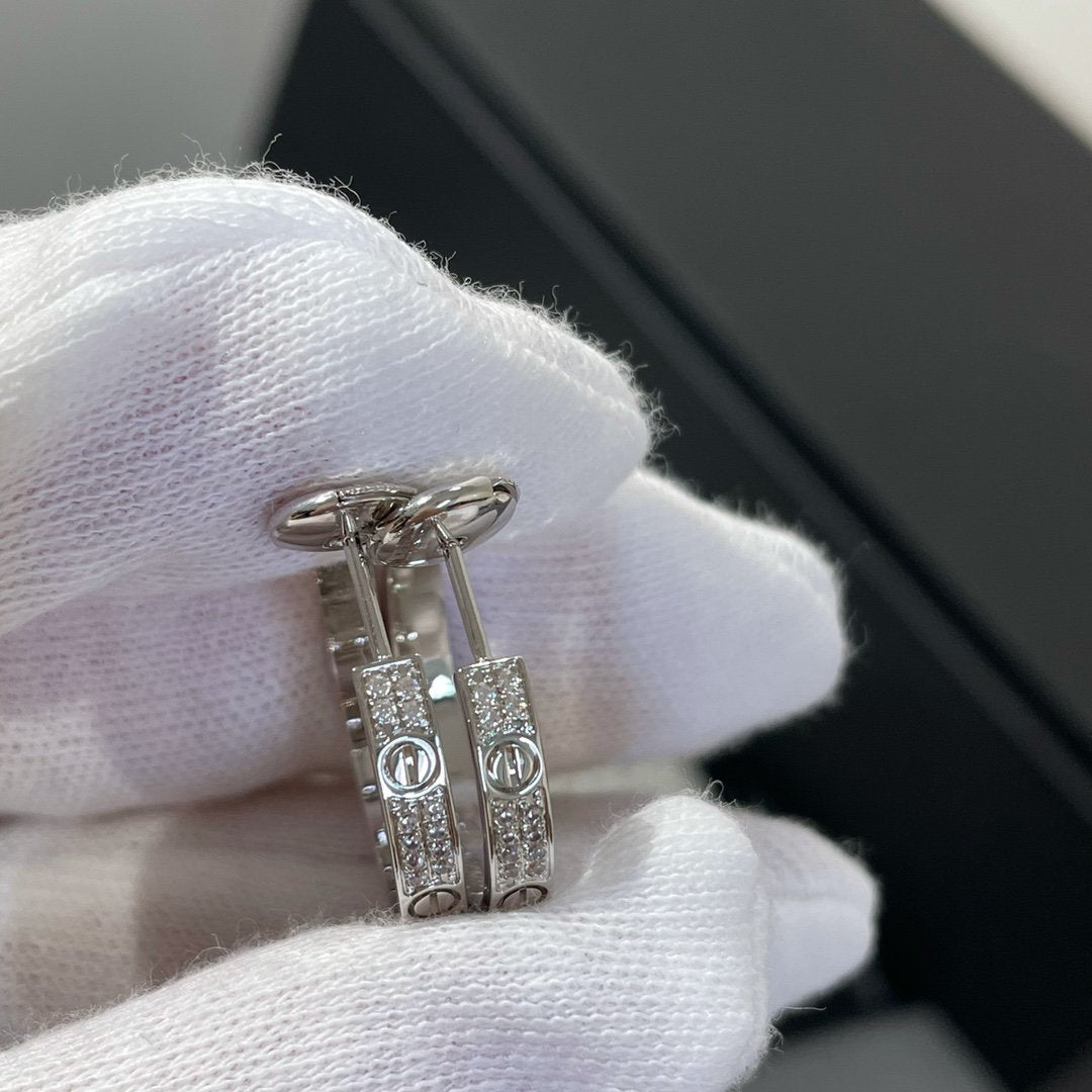 [Eternal Jewelry]LOVE DIAMOND SILVER HOOP EARRINGS