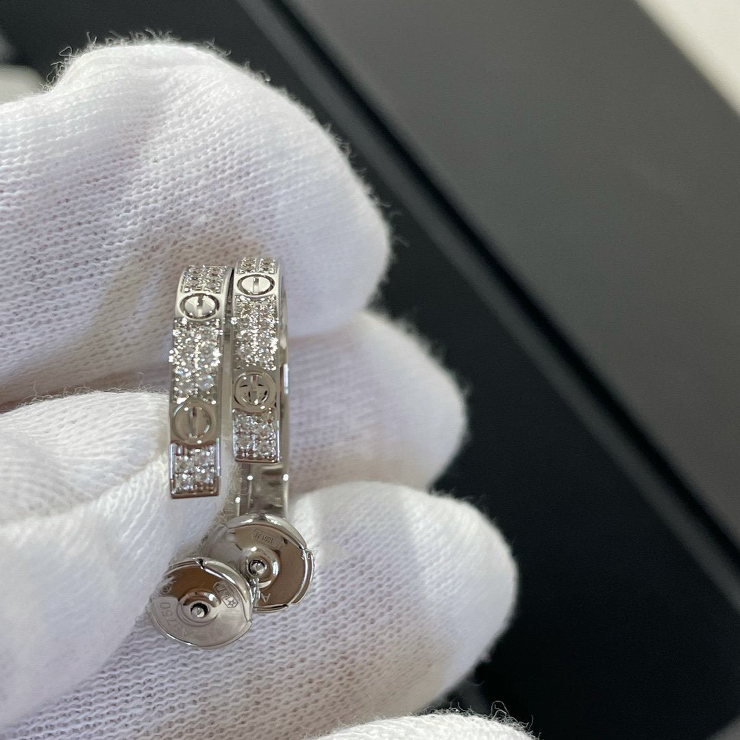 [Eternal Jewelry]LOVE DIAMOND SILVER HOOP EARRINGS