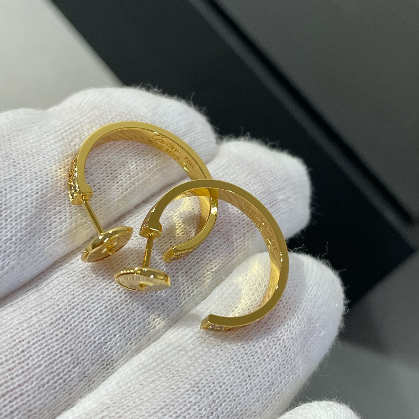 [エターナルジュエリー]LOVE ダイヤモンド ゴールド フープピアス