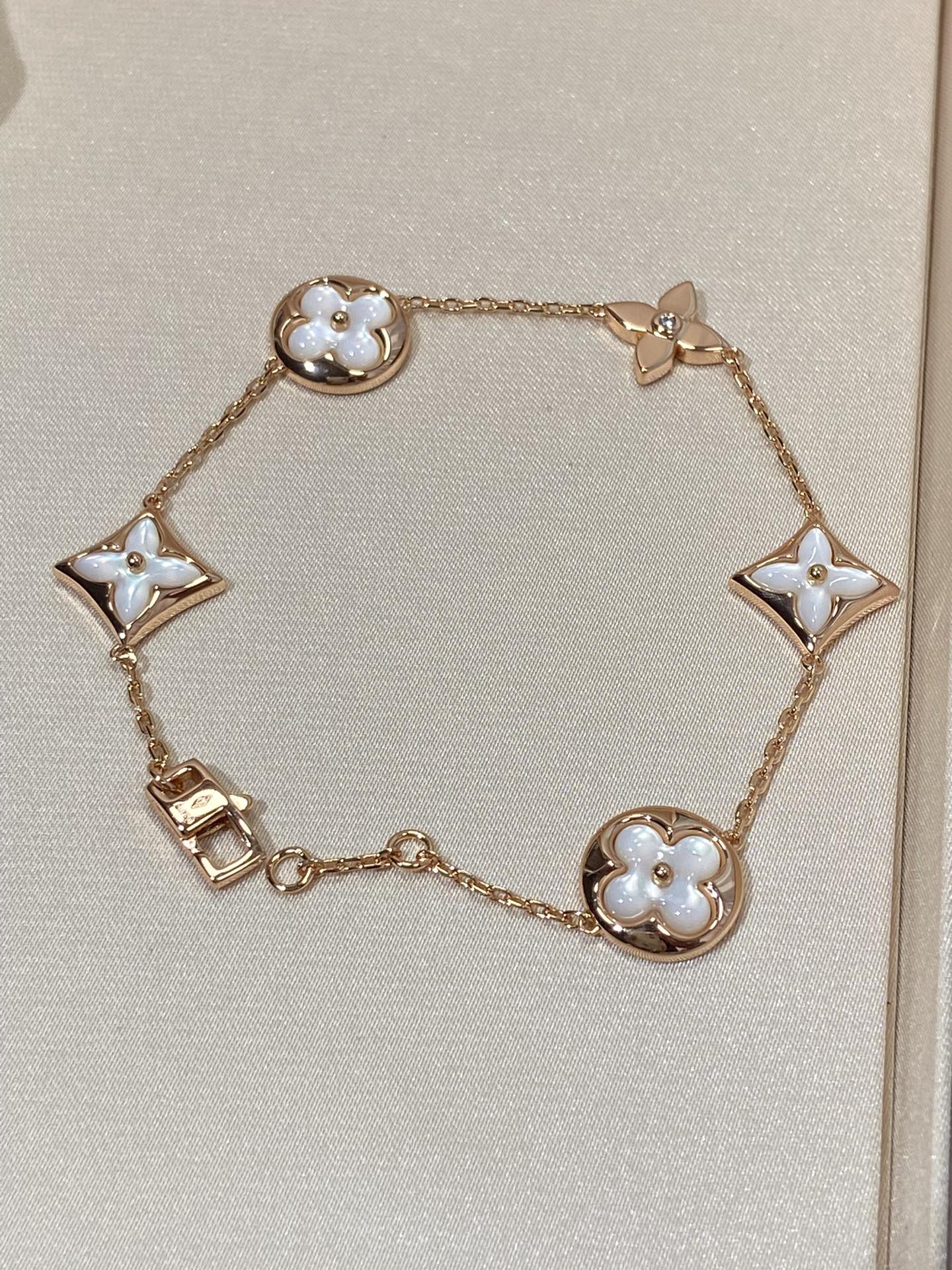 [Eternal Jewelry]STAR AND SUN 5 MOTIF MOP PINK GOLD BRACELET