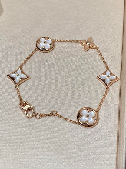[Eternal Jewelry]STAR AND SUN 5 MOTIF MOP PINK GOLD BRACELET