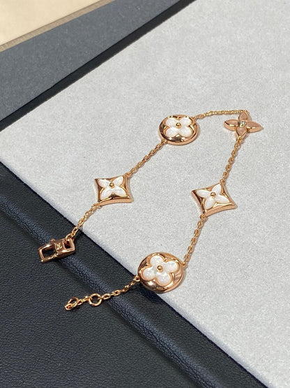 [Eternal Jewelry]STAR AND SUN 5 MOTIF MOP PINK GOLD BRACELET