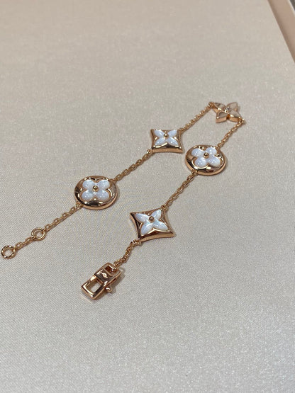 [Eternal Jewelry]STAR AND SUN 5 MOTIF MOP PINK GOLD BRACELET