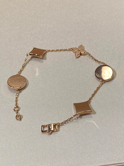 [Eternal Jewelry]STAR AND SUN 5 MOTIF MOP PINK GOLD BRACELET
