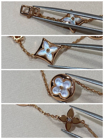 [Eternal Jewelry]STAR AND SUN 5 MOTIF MOP PINK GOLD BRACELET