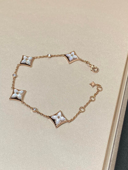[Eternal Jewelry]STAR 4 MOTIF MOP DIAMOND PINK GOLD BRACELET
