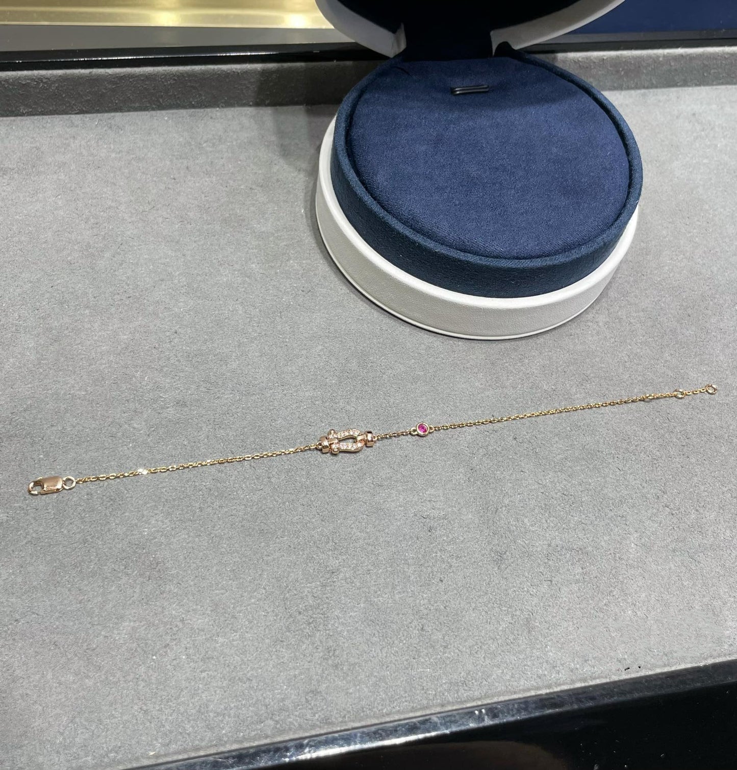 [フレッド]フォース10 ダイヤモンド チェーンリンク ピンクゴールドブレスレット