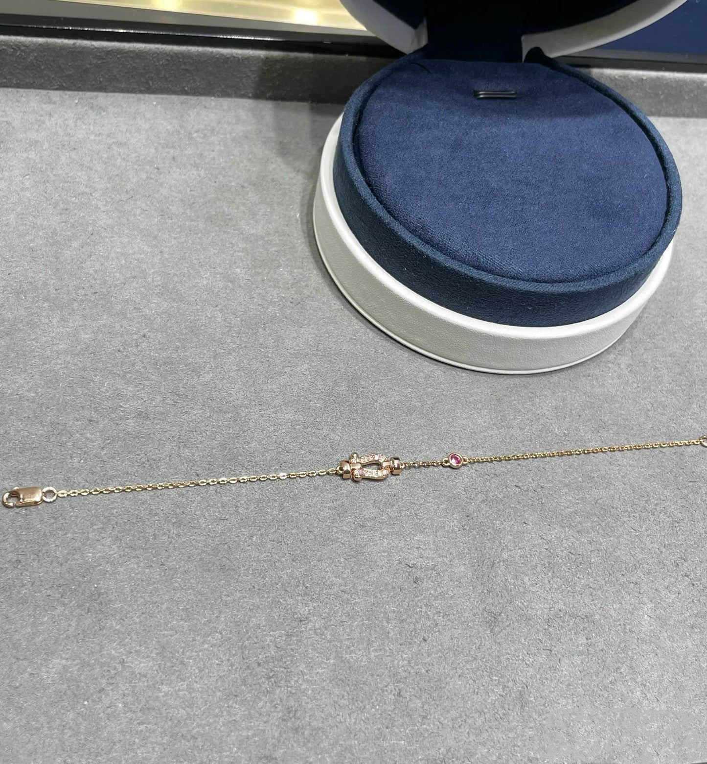 [フレッド]フォース10 ダイヤモンド チェーンリンク ピンクゴールドブレスレット