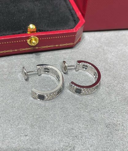 [Eternal Jewelry]LOVE CERAMIC DIAMOND PAVED SILVER EARRINGS
