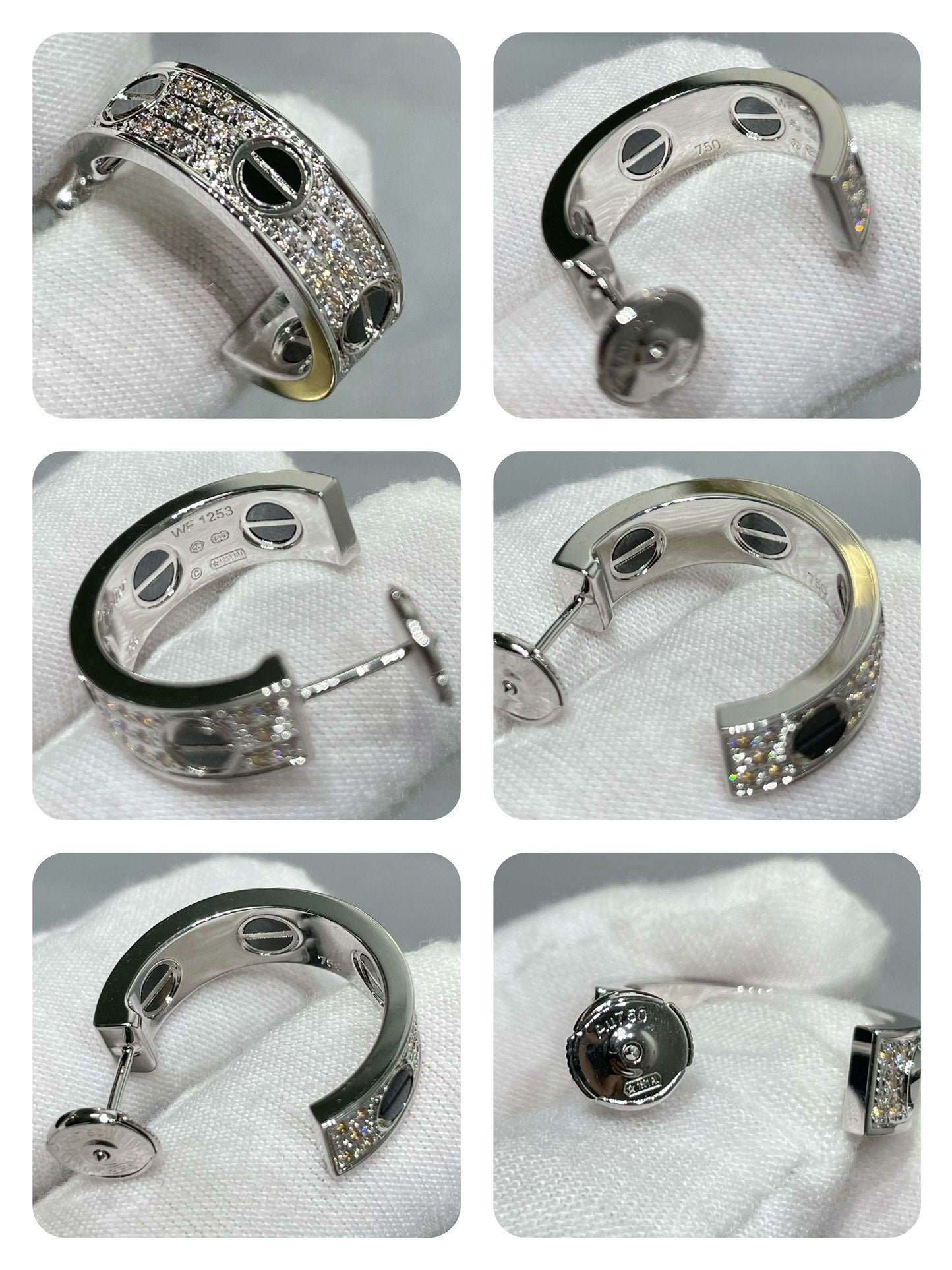 [Eternal Jewelry]LOVE CERAMIC DIAMOND PAVED SILVER EARRINGS