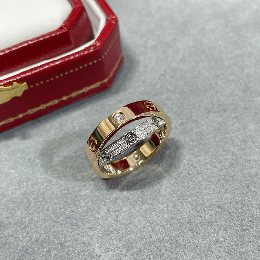 [Eternal Jewelry]LOVE PINK GOLD SILVER DIAMOND DOUBLE RING