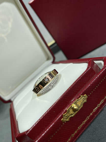 [Eternal Jewelry]LOVE PINK GOLD SILVER DIAMOND DOUBLE RING