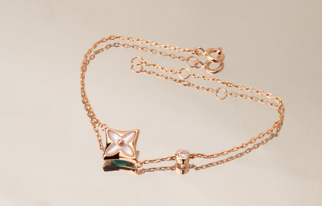 [Eternal Jewelry]STAR PINK MOP 1 DIAMOND PINK GOLD NECKLACE