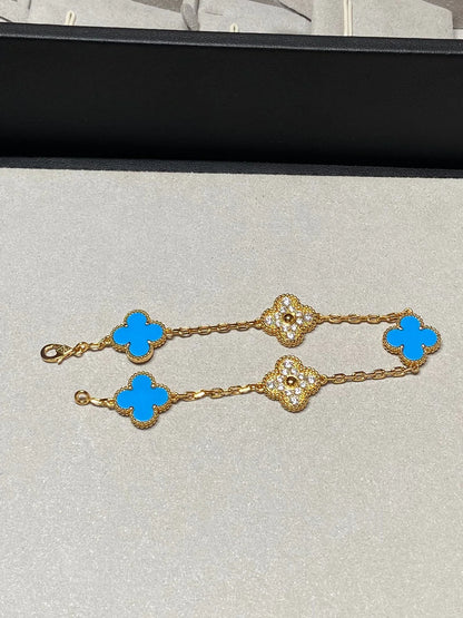 [Eternal Jewelry] CLOVER 5 MOTIF BLUE AGATE BRACELET COLLECTION