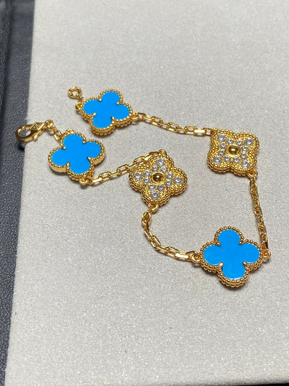 [Eternal Jewelry] CLOVER 5 MOTIF BLUE AGATE BRACELET COLLECTION