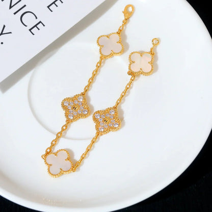 [Eternal Jewelry]CLOVER WHITE PEARL MOP 5 MOTIF BRACELET COLLECTION