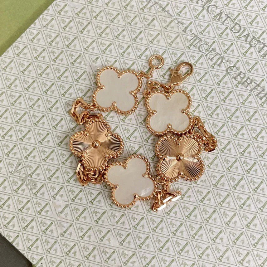 [Eternal Jewelry]CLOVER WHITE PEARL MOP 5 MOTIF BRACELET COLLECTION