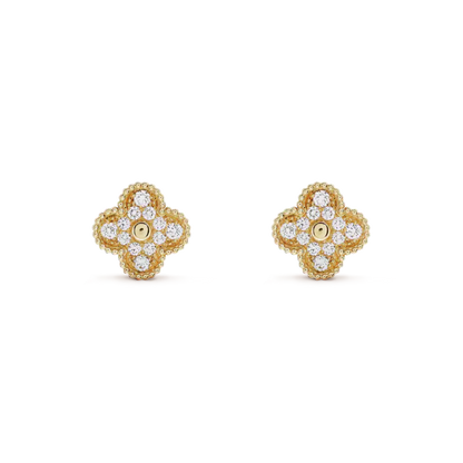 [Eternal Jewelry]CLOVER MEDIUM 1 MOTIFS FUll DIAMOND EARRINGS