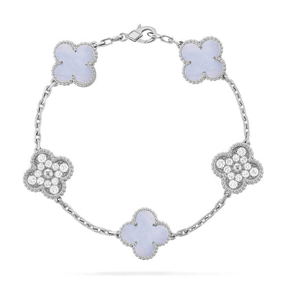 [Eternal Jewelry] CLOVER 5 MOTIF PURPLE CHALCEDONY BRACELET COLLECTION