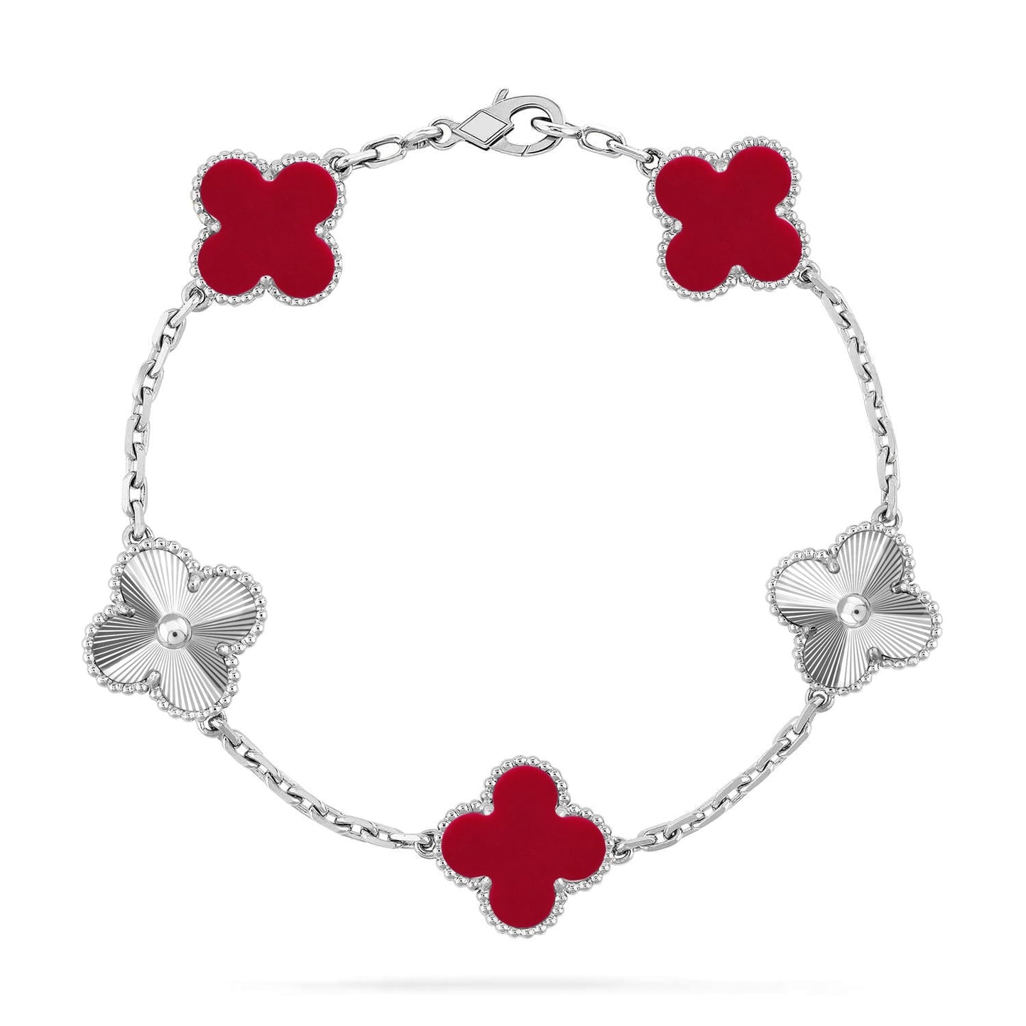 [Eternal Jewelry] CLOVER 5 MOTIF RED CORNELIAN BRACELET COLLECTION