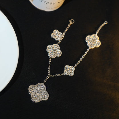 [Eternal Jewelry]CLOVER BRACELET 5 MOTIF SILVER DIAMOND PAVED