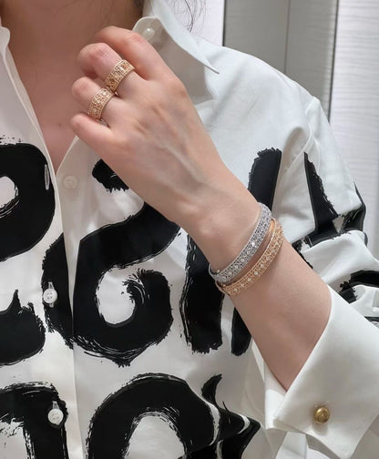 [Eternal jewelry]2026 WOVEN-PATTERN BRACELET SET WITH FULL DIAMOND INLAY THREE-COLORS