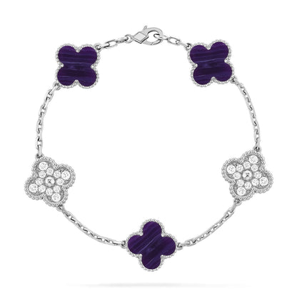[Eternal Jewelry]CLOVER 5 MOTIF PURPLE STRIPES BRACELET COLLECTION