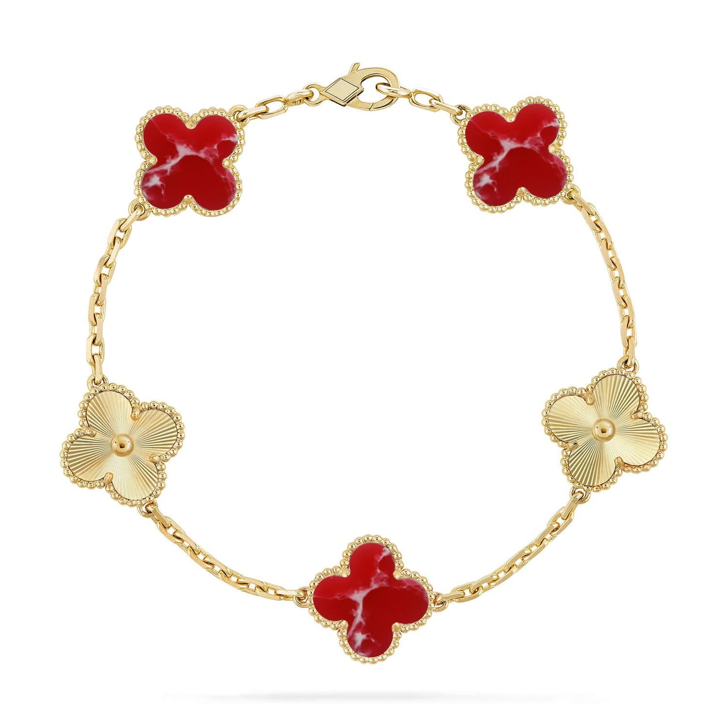 [Eternal Jewelry]CLOVER 5 MOTIF RED PATTERN BRACELET COLLECTION
