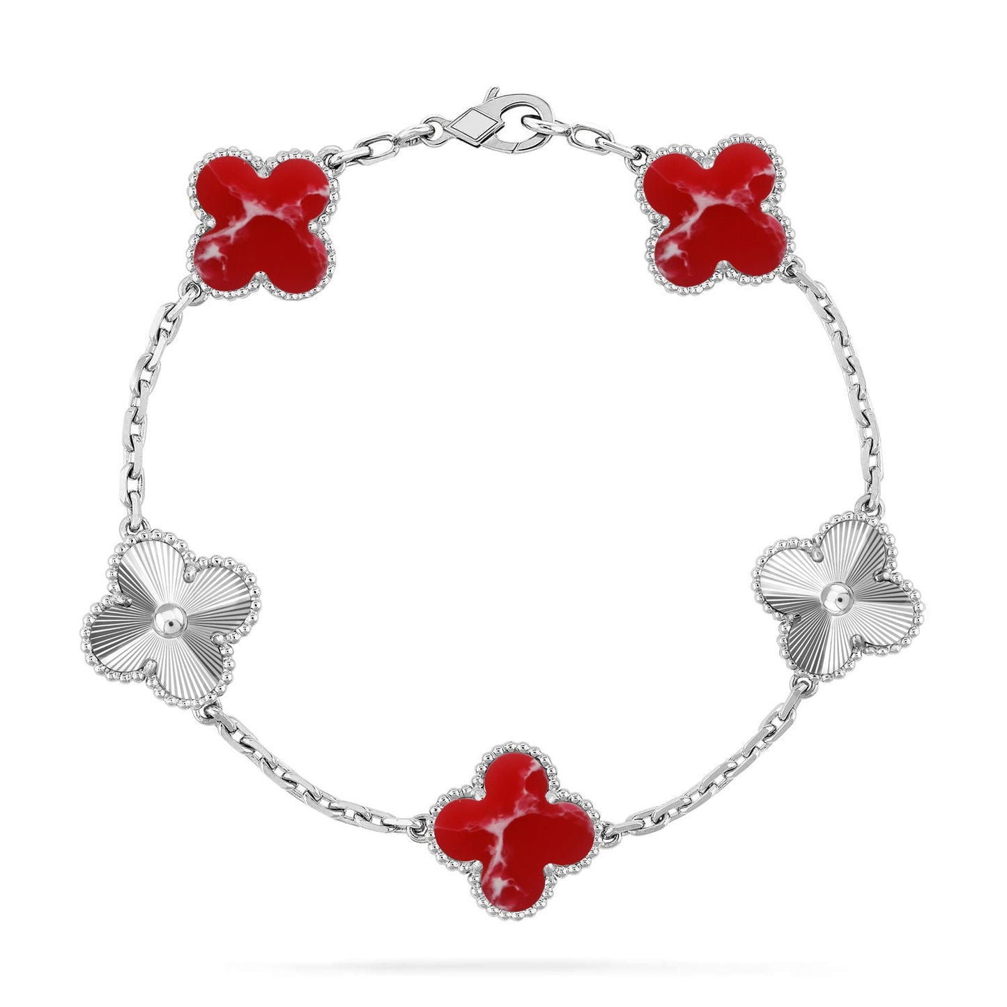 [Eternal Jewelry]CLOVER 5 MOTIF RED PATTERN BRACELET COLLECTION